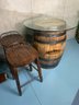 Jack Daniels Whiskey Barrel And Two Stools