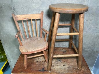 Child's Chair And Stool