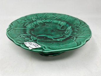 1 Of 2 Beautiful Green Majolica Water Lily / Lotus Flower Tazza / Compote S2
