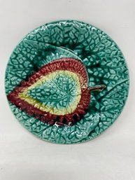 Bright And Glossy 8.5in Antique Majolica Leaf Plate  S3