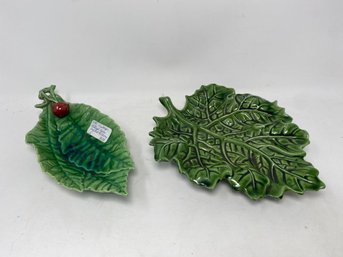 Two Antique Leaf Plates - One Made In Portugal S3