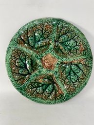 Antique Etruscan Overlapping Begonia Leaf Majolica Plate S4
