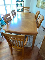 Oak Dining Table With Six Chairs And Leaf