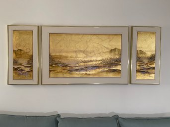 Vintage Triptych Signed Art  - Living Room