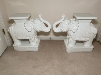 Pair Of Large White Elephant  Stands