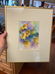 Sunflower Watercolor Signed T. Manning