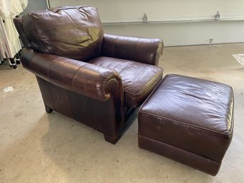 Gorgeous Leather Chair And Ottoman By Whittemore And Sherrill