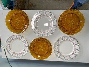 3 Plates By Coalport And 3 French Glass Plates