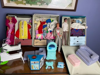 Vintage Barbie & Ken Lot Includes Clothing And Accessories