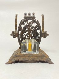 Pen And Letter Stand With Pressed Glass Inkwell