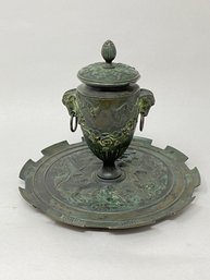 Stunning Bronze Neoclassical Inkwell