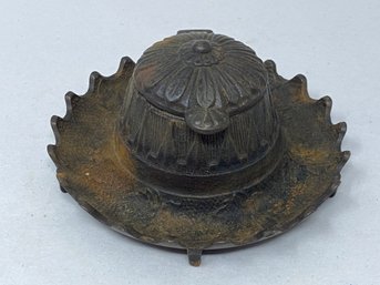 Round Cast Iron Floriform Inkwell