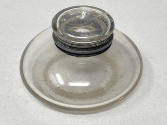 Round Glass Ink Pot With Glass Lid