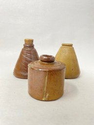 Three Stoneware Inkwells