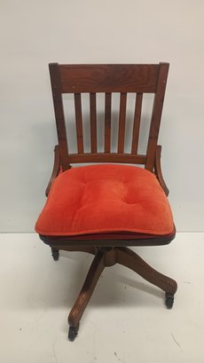 Antique Banker Lawyer Oak Swivel Chair
