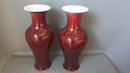Pair Chinese Oxblood Flambe Porcelain Vases 18''