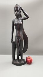 African Ebony Sculpture Of Woman