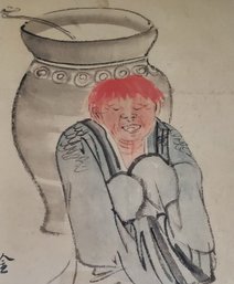 Antique Painting Of A Drunker By Shijyo School Japan