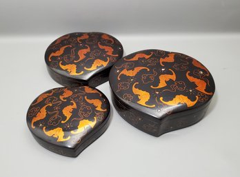 Asian Lacquer Boxes With Bats