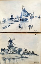 Johan Van Kerkhoff Dutch Watercolor Painting