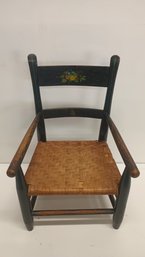 Stenciled Rattan Child's Chair Vintage