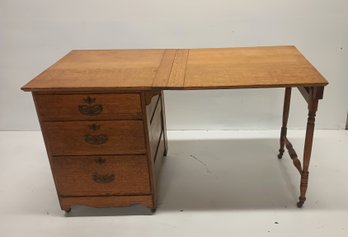 20thC Oak Folding Desk Sewing/Table