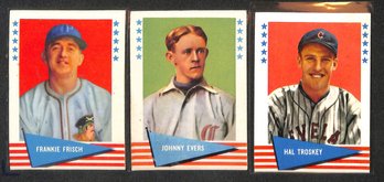 1961 Fleer:  Frankie Frisch, Johnny Evers 7 Hal Trotsky 3-Card Lot