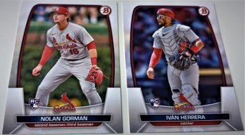 2023 Bowman Chrome:  Nolan Gorman & Ivan Herrera {2-Card 'Rookie' Lot}