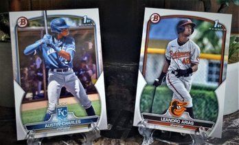 2023 Bowman Chrome: Austin Charles & Leandro Arias  {2-Card 'Bowman 1st' Lot}