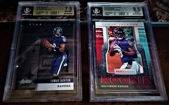 Lamar Jackson:  (2 Slab Lot...BGS NM Plus '7.5' & NM/MT Plus '8.5' {2 Slab Lot}