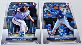 2023 Bowman Chrome:  Vinnie Pasquantino & Makiel Garcia {2-Card 'Rookie' Lot}