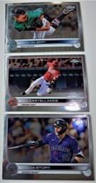 2022 Topps Chrome:  Logan Gilbert, Nick Castellanos & Trevor Story {3-Card Lot}