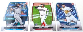 2023 Bowman Chrome:  JJ Bleday, Gabriel Moreno & Jordan Groshans {3-Card Rookie Lot}