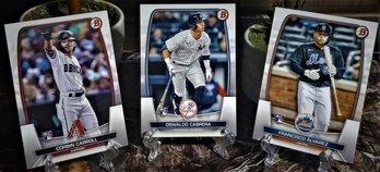 2023 Bowman Chrome:  Corbin Carroll, Oswald Cabrera & Francisco Alvarez {3-Card 'Rookie' Lot}