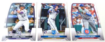 2023 Bowman Chrome:  Ezequiel Tovar, Drew Waters & Christopher Morel {3-Card Rookie Lot}