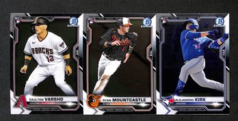 2021 Bowman Chrome:  Daulton Varsho {RC}, Ryan Mountcastle {RC} & Alejandro Kirk {RC}...3 Card Lot