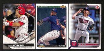 2018 Topps, 1992 Topps & 2022 Bowman:  Rhys Hoskins {RC}, Pat Mahomes & Joe Ryan {RC}