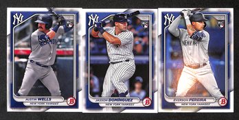 2024 Bowman:  Austin Wells, Jasson Dominguez & Everson Pereira {3 Card Rookie Lot}