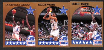 1990-91 NBA Hoops:  Dominique Wilkins, Reggie Miller & Robert Parish {3-Card Lot}