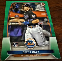 2023 Bowman Chrome:  Brett Baty:  'SP & Green Parallel & Serial # 12/99}'