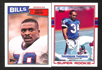 1987 & 1989 Topps:  Bruce Smith & Thurman Thomas {2-Card Lot} Includes 'Super Rookie Card'
