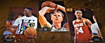 1993 Topps Stadium Club:  Larry Bird, Dominique Wilkins & Hakeem Olajuwon {3 Card Lot}