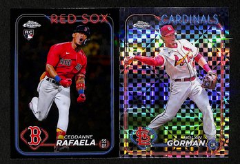 2024 Topps Chrome:  Ceddanne Rafaela {RC} & Nolan Gorman {X-fractor}