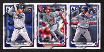 2024 Bowman:  Everson Pereira {RC}, Mason Wynn {RC} & Austin Wells {RC}...3-Card Rookie Lot}