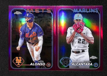 2024 Topps Chrome:  Pete Alonso & Sandy Alcantara...2-Card Lot & Pink Parallel