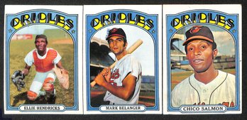 1972 Topps Orioles Teammates - Ellie Hendricks, Mark Belanger & Chico Salman