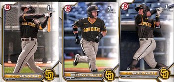 2022 Bowman Chrome:  Zaved Salinas {1st}, Brandon Valenzuela {1st} & Euribiel Angeles {1st}...3 Card Lot