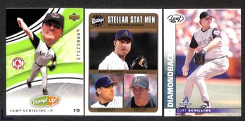 2002 Donruss Leaf & 2003 Upper Deck:  Curt Schilling {Also Featuring Randy Johnson & Barry Zito}