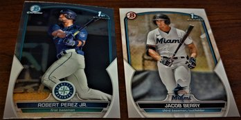 2023 Bowman Chrome:  Robert Perez, Jr. & Jacob Berry {2-Card Lot Of Bowman 1st}