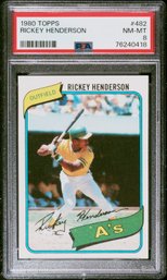 1980 Topps:  Rickey Henderson {RC}...PSA 8 Near Mint/Mint